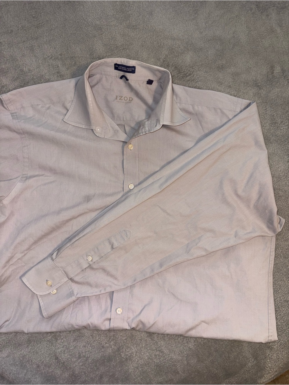 IZOD Men's Light Gray Dress Shirt - Button-Up Collared Shirt